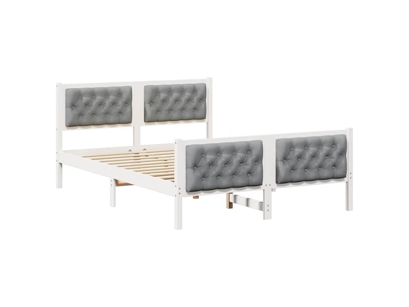  Lit double- lit adulte -  cadre de lit gris clair 150 x 200 cm pin massif  - Conforama A
