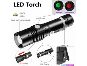 Lampe torche, lampe de poche 1000lumens lampe torche led rechargeable usb, 4 modes eclairage, ipx4 étanche, lampe de poche zoomable pour camping, rand
