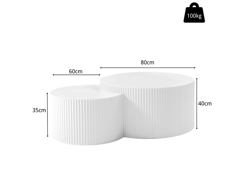 Table basse gigogne 2 pièces en mdf blanc mat evryae - Conforama E