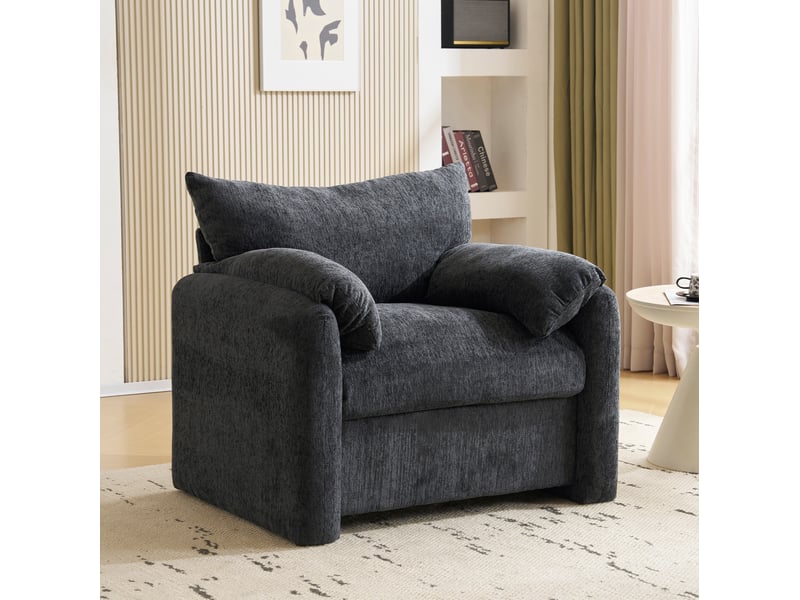  Fauteuil 1 place en tissu chenille gris, 96 x 82 x 84 cm  - Conforama B