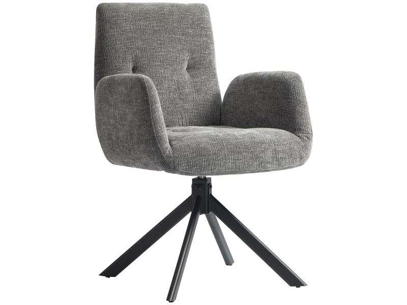  Fauteuil pivotant à 360° en tissu et acier gris foncé 60 x 61 x 88 cm  - Conforama B