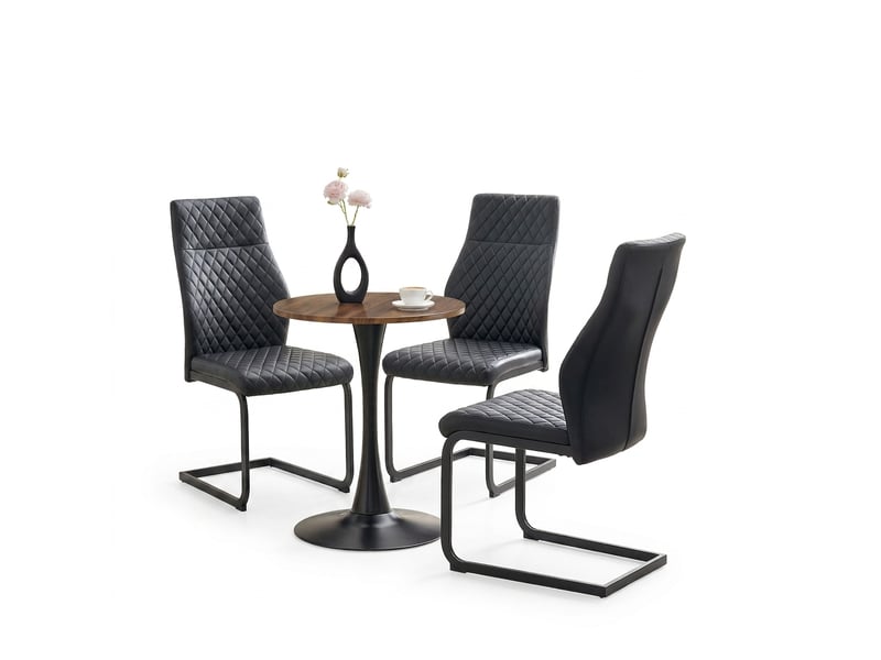  Ensemble table à manger rectangulaire 160 cm avec 4 chaises, étagère intégrée, plateau mdf, tissu marron et métal noir  - Conforama A