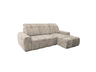 Canapé d'angle droit relax électrique TRADA KRABI-M-KIA852-R 3 places Tissu beige avec coffre de rangement