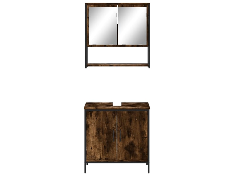 Ensemble de meubles de salle de bain 2 pcs chêne fumé cf63577 - Conforama D
