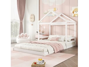 Lit cabane 140x200 cm <strong>MODENUIT </strong>  <strong></strong> coloris blanc