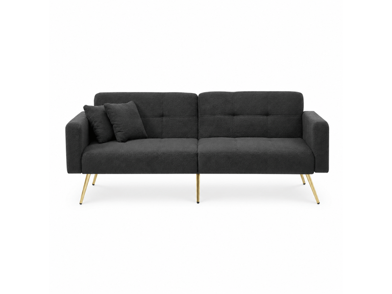  Canapé 2 places, avec couchage d'appoint, avec rangement intégré, avec rembourrage mousse, coloris gris antique, l175 x p64 x h72 cm  - Conforama B