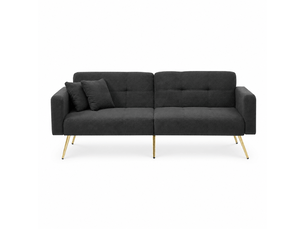 Canapé 2 places, avec couchage d'appoint, avec rangement intégré, avec rembourrage mousse, coloris gris antique, l175 x p64 x h72 cm