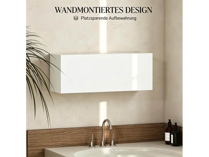  Meuble de salle de bains mural blanc 80 cm à porte abattante, rangement gain de place au style design  - Conforama D