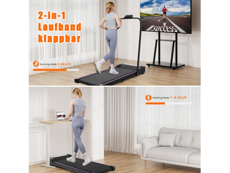  Tapis de course pliable 108x48x90 cm 2,5 ps métal noir  - Conforama D