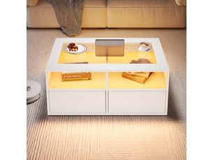 Table basse rectangulaire coloris blanc - 50 cmx100 cm