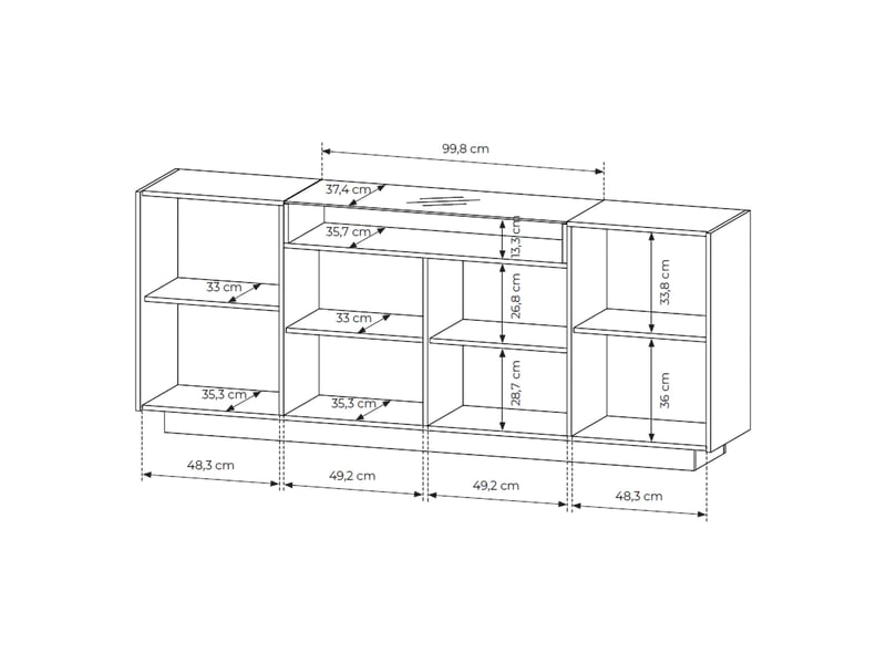  Buffet halefa, meuble 4 étagères, 103x40x83h cm beige Halefa - Conforama D