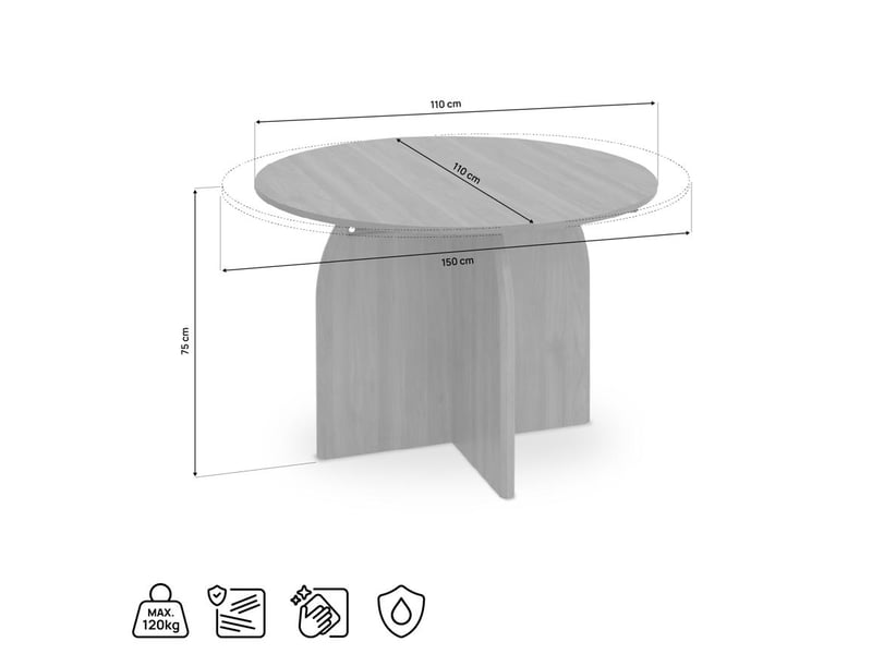  Table à manger ronde extensible 110150cm en mdf finition noyer zelie ZELIE - Conforama E