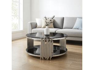 Table basse rond(e) coloris bicolore LPOSPI - 80 cmx80 cm