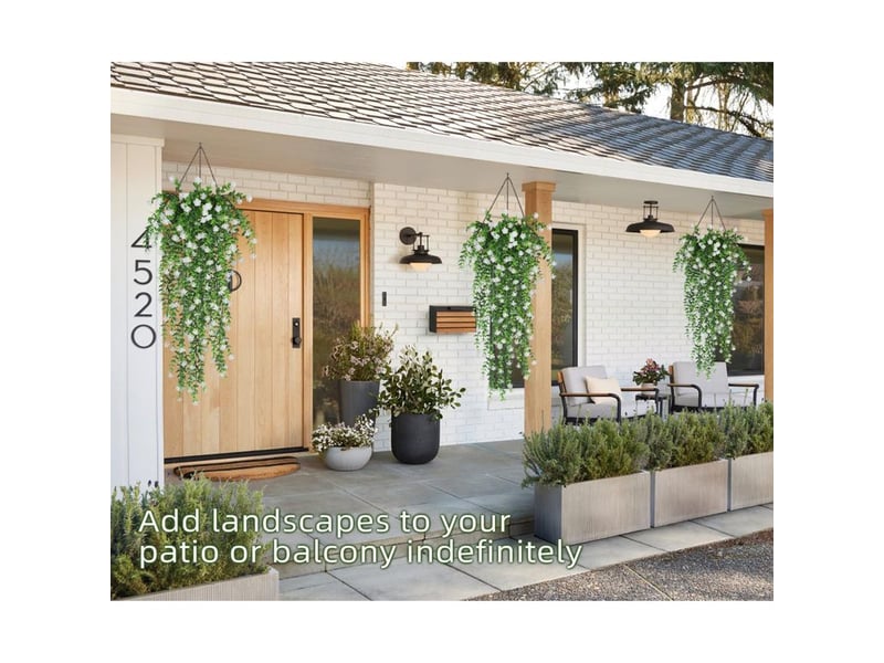  Lot de 3 plantes tombantes artificielles extérieures – fleurs résistantes au soleil pour décoration murale et jardin  - Conforama D