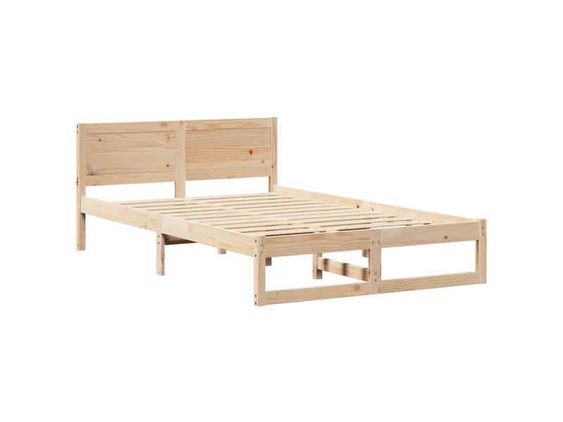 Lit double- lit adulte - cadre de lit avec tête de lit naturel 120 x 190 cm pin massif - Conforama C