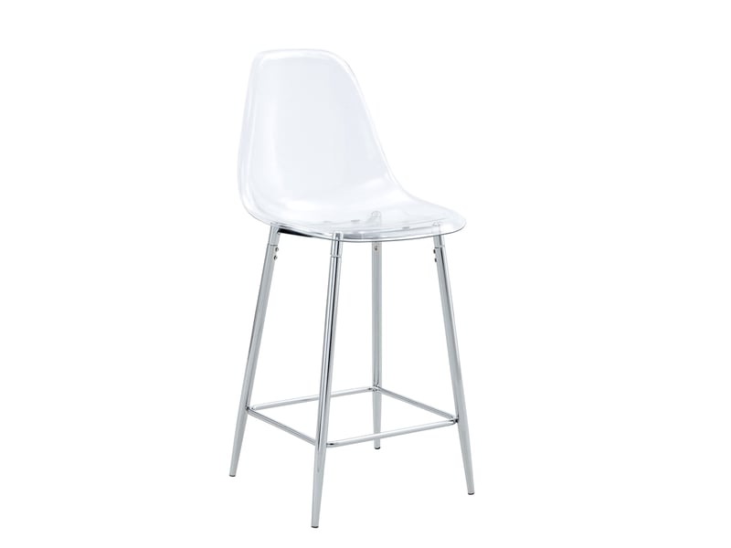  Lot de 4 tabourets de bar 43x50x101 cm transparents, chaise de bar, design moderne, cuisine, structure métal, argenté  - Conforama A