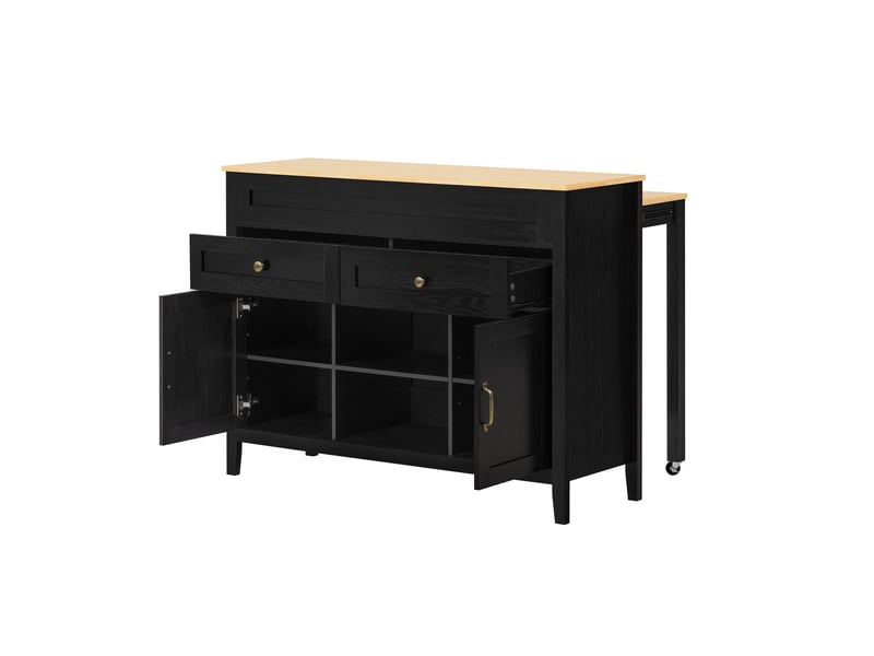  Îlot de cuisine avec table extensible et rangement 120 cm evryae  - Conforama A