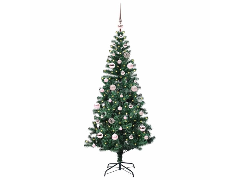 Sapin de noël artificiel, arbre de noël pré-éclairé vert 150 cm pvc et métal shl4221  - Conforama A