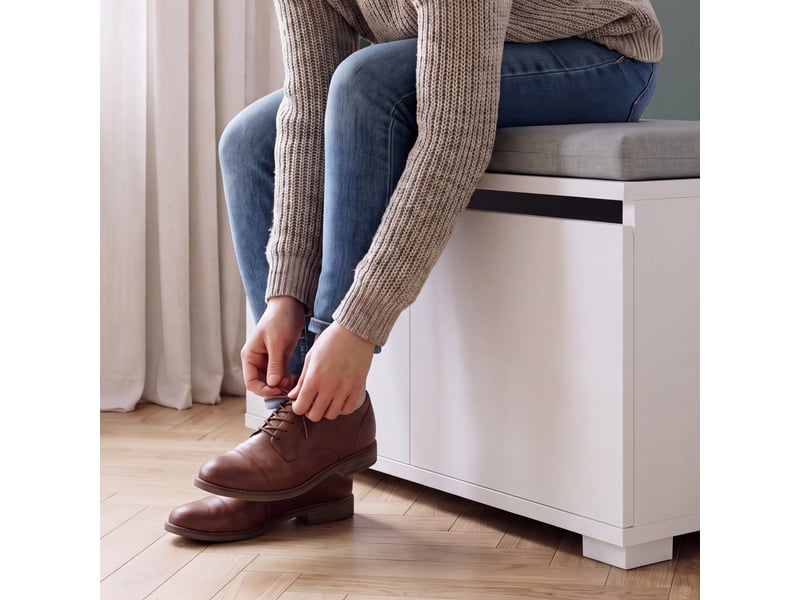  Banc à chaussures brande 42 x 80 x 35 cm blanc gris clair [en.casa]  - Conforama D