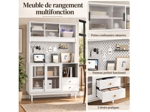 Buffet 4 porte(s) 2 tiroir(s) <strong></strong> <strong></strong> - 120 cm coloris blanc