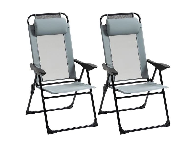  Chaise de jardin lot de 2 pièces pliantes dossier réglable accoudoirs charge max 120 kg style fauteuil de camping  - Conforama A