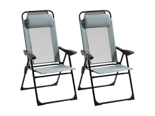 Chaise de jardin lot de 2 pièces pliantes dossier réglable accoudoirs charge max 120 kg style fauteuil de camping