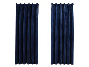 Lot de 2 rideaux occultants, rideaux black-out et crochet velours bleu foncé 140x175cm cf44926