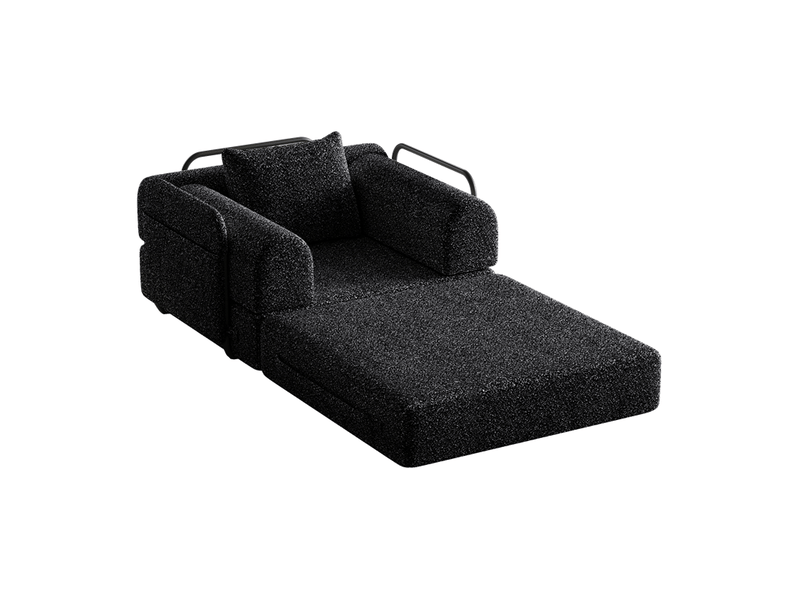  Canapé-lit 1 place 2 en 1 en chenille khaki avec rangement accoudoir et cadre métal  - Conforama D