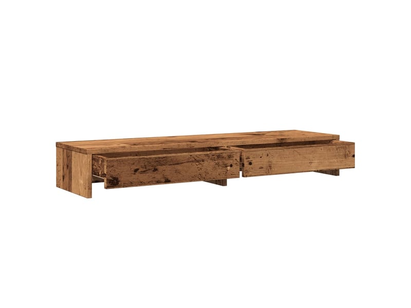  Support de moniteur table meuble bureau avec tiroirs vieux bois bois d'ingénierie marron 02_0044948  - Conforama C