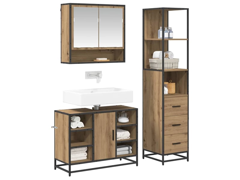  Ensemble de mobilier de salle de bain 3 pc chêne artisanal cf64306  - Conforama C