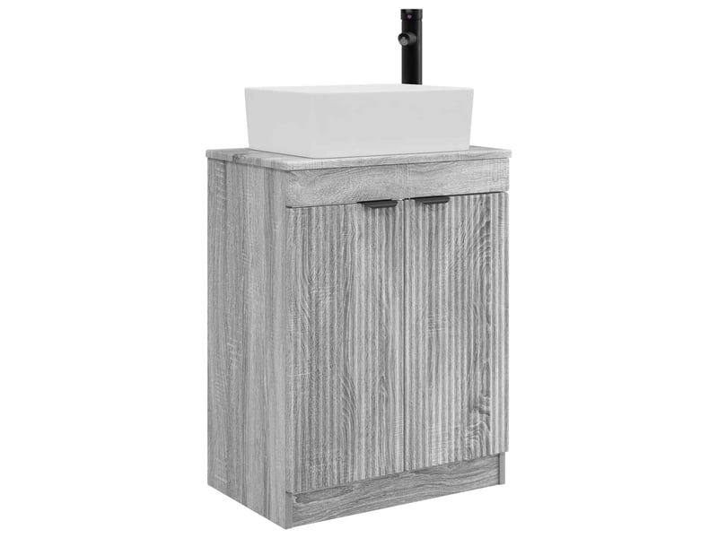 Meuble salle de bain avec évier, meuble de rangement sonoma gris 54x35x83 cm shl3003 - Conforama A