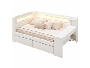 Lit avec rangement 140x200 cm <strong>HAVRYA</strong>  <strong></strong> coloris blanc