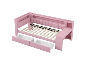 Lit avec rangement 90x200 cm SEYAKANY   coloris rose