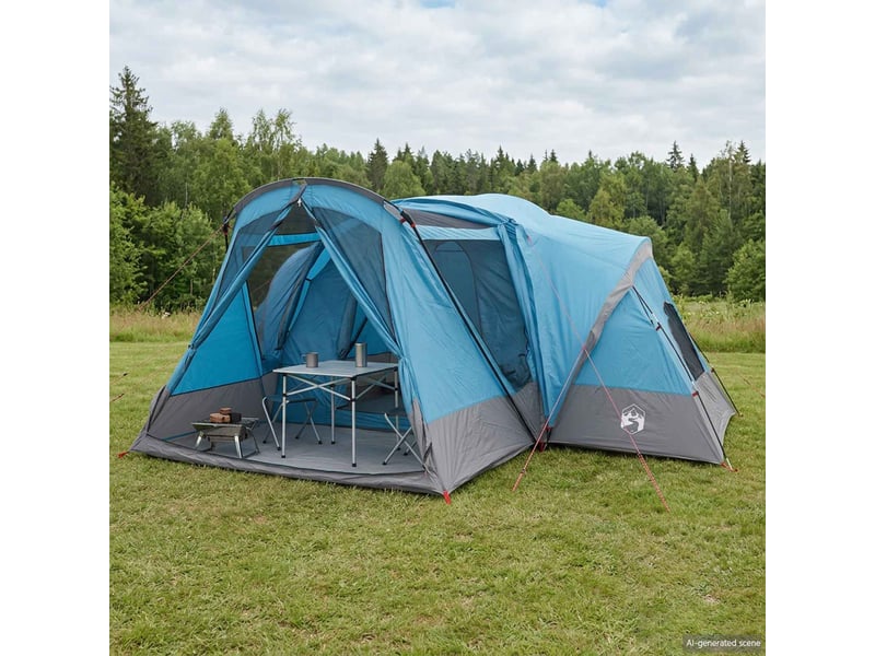  Tente de camping, tente de cabine avec auvent résistante à l'eau 10 personne bleu  - Conforama B