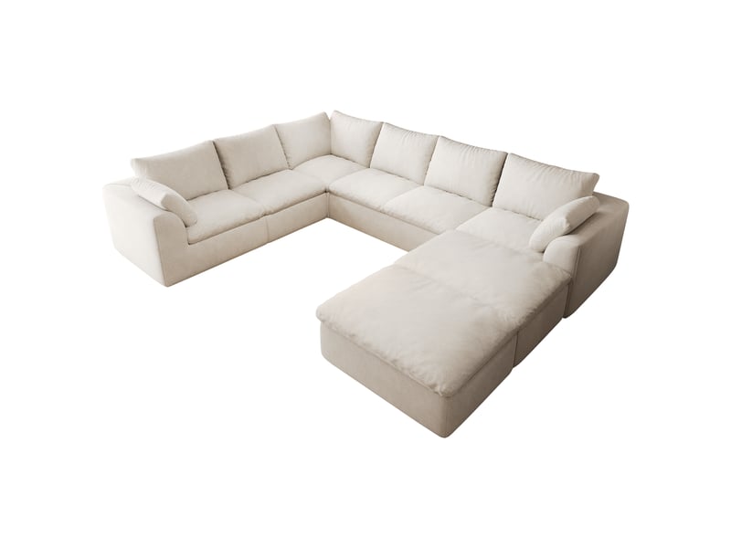  Canapé d'angle 8 places 310x245 cm - mousse haute élasticité - tissu - salon moderne - beige  - Conforama D