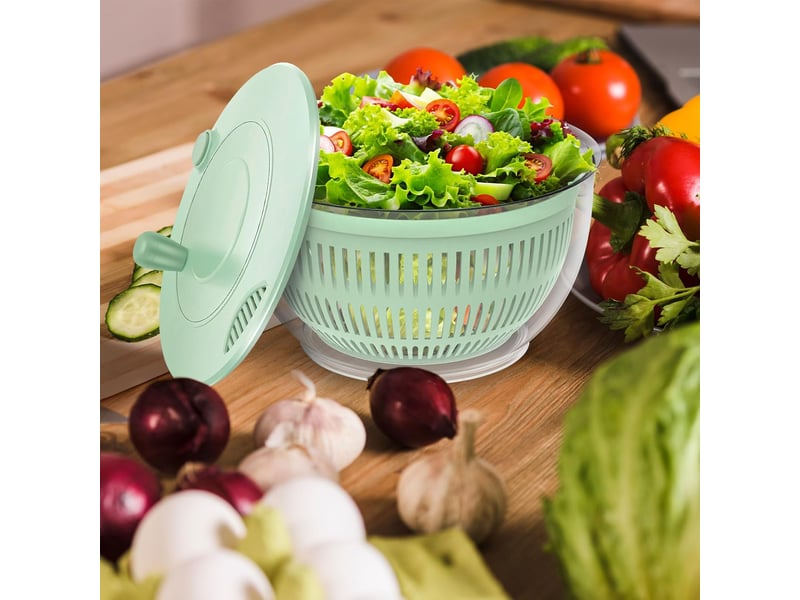  Essoreuse à salade, salad spinner, panier a salade en plastique, verttransparent, conception d'agitation économique, pour le nettoyage LG0000047 - Conforama C