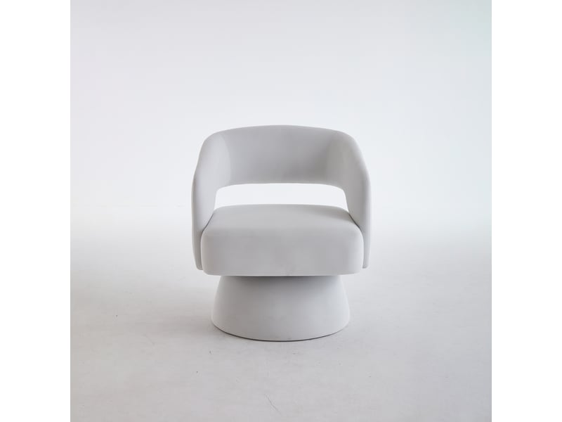  Fauteuil pivotant, accoudoirs incurvés, chenille et bois beige  - Conforama A