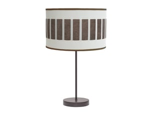 Fabrilamp ivanna grande lampe à poser marron blanc rouille, abat-jour cylindrique textile, 1 x e27, 62 cm