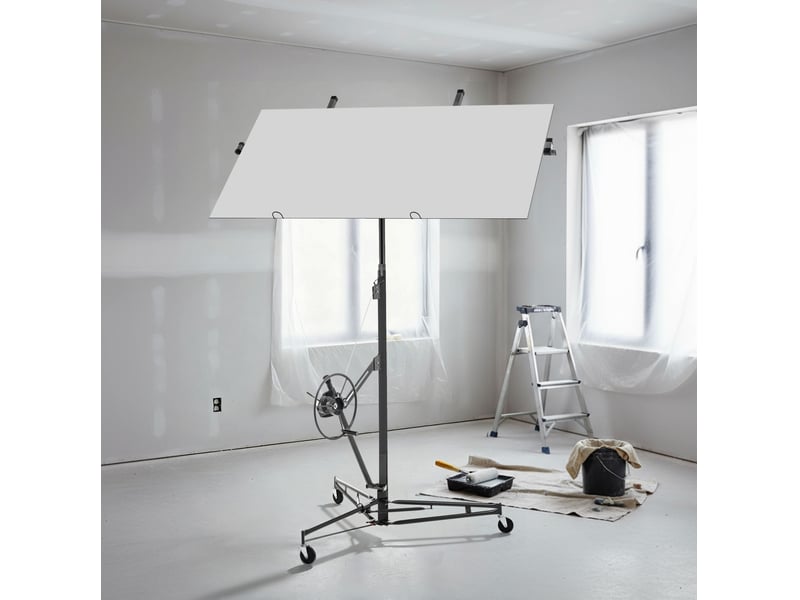  Élévateur de plaques pliable pour plaques de plâtre 68 kg, hauteur réglable 180-470 cm, 3 roues avec frein evryae  - Conforama C