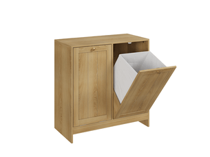 Meuble à linge tcqpz 66 x 33 x 68 cm à 2 paniers amovibles mdf et panneaux de particules coloris chêne