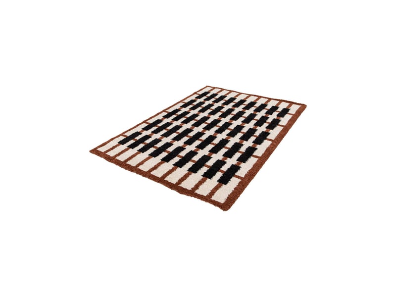  Tapis intérieur motif géométrique crème. Terracotta et noir 160 x 230cm - juno  - Conforama B