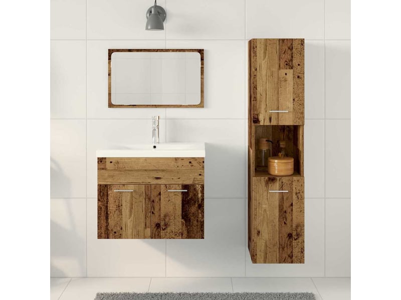  Ensemble de mobilier de salle de bain 4 pièces marron cf64555  - Conforama D