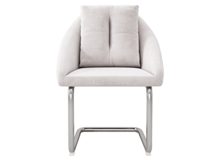 Lot de 4 chaises pivotantes en velours beige avec coussin, piètement courbé – confort luxe salon & chambre