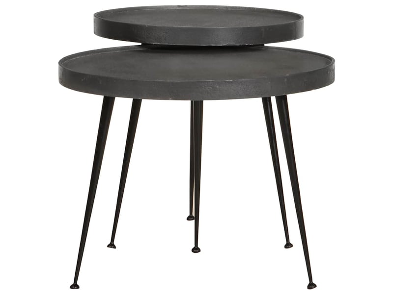 Table basse 2 pcs - table de salon - table à thé en bois d'ingénierie noir  - Conforama A
