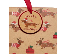 Sac cadeau de noël motif chien petit modèle
