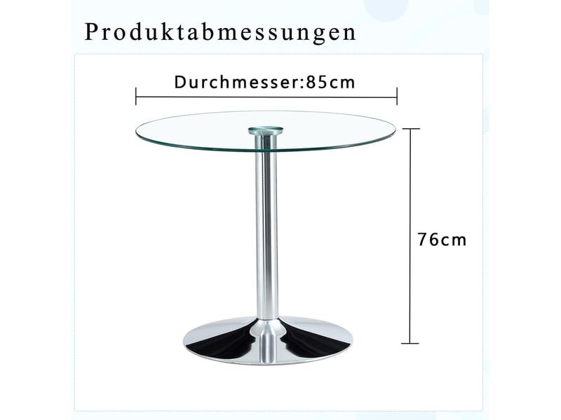 Table de bar ronde 85x85x76 cm en verre et métal argenté - Conforama E