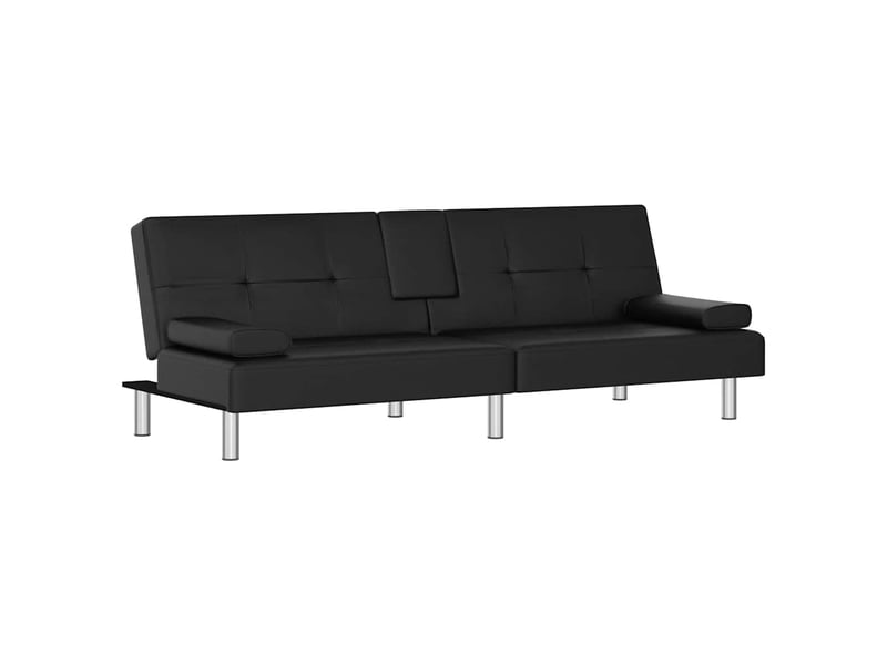  Canapé-lit avec porte-gobelets noir similicuir  - Conforama A