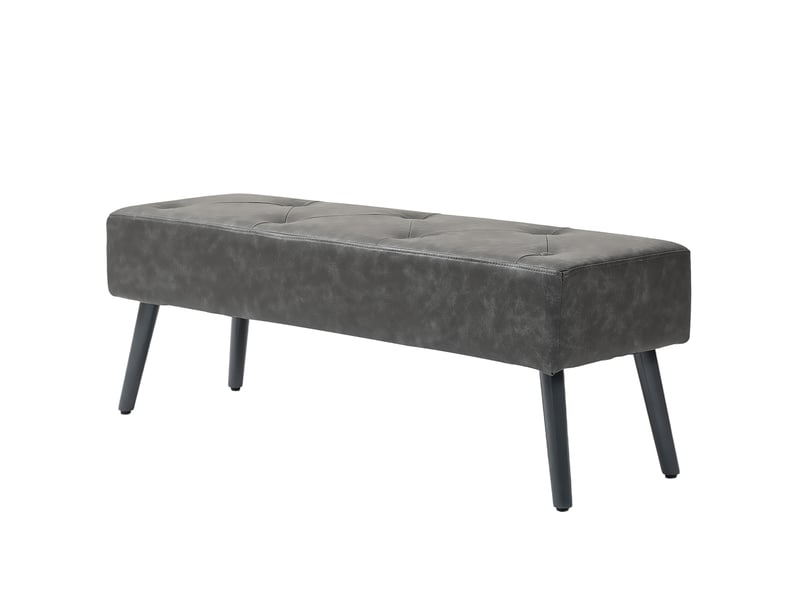  Banc de chevet avec pieds en bois et assise rembourrée, 114 x 38 x 42 cm, gris  - Conforama B