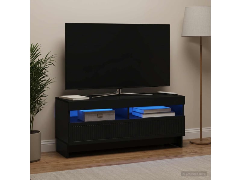  Meuble tv - banc tv - meuble de rangement led noir bois d'ingénierie  - Conforama B