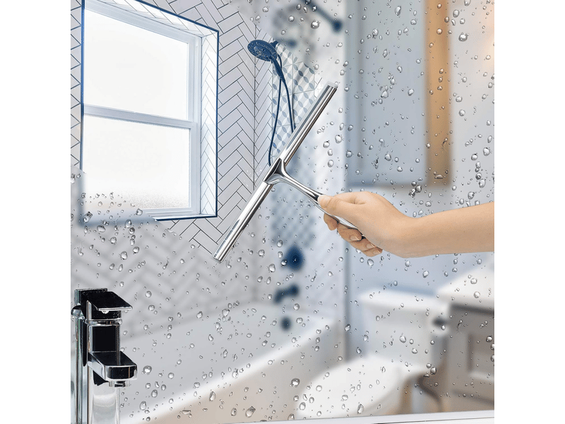  25,2 cm-chrome,raclette de douche,raclette de fenêtre,essuie-glace en acier inoxydable avec crochet d'aspiration solide pour salle de bain  - Conforama C